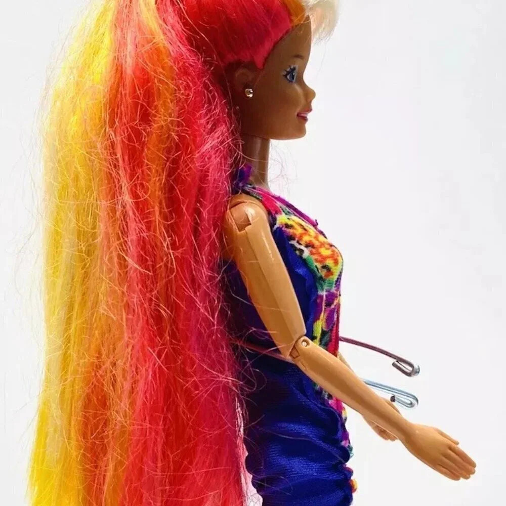 MATTEL BARBIE Doll Pink Orange Articulated Elbows Knees Bodysuit Outfit 12"Tall - Picture 8 of 11